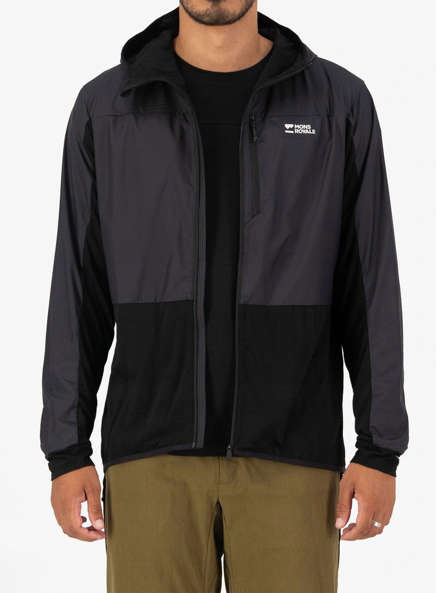 Cyklistická bunda Mons Royale Diversion Merino Wind Jacket černá M