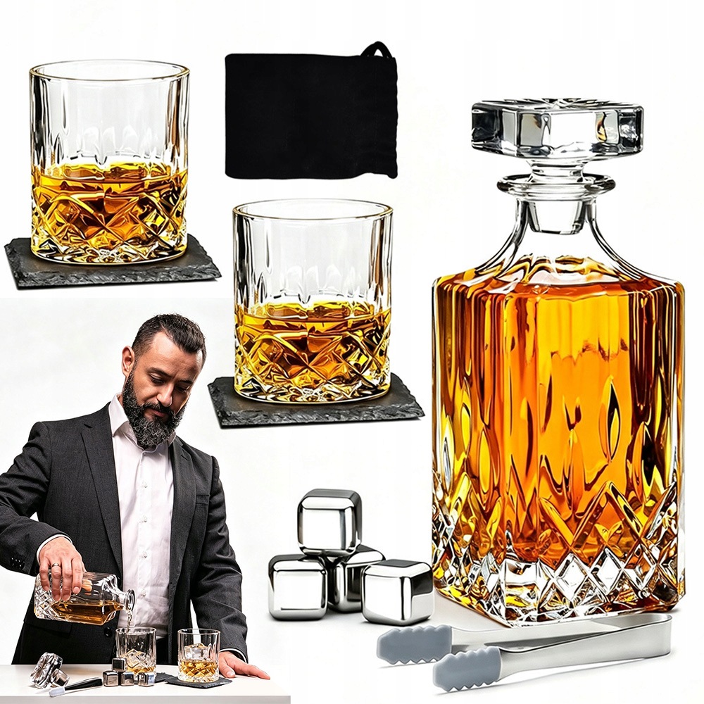 Karafa Sklenice 700ML Na Whisky Krabička Svatba Výročí 2 Sklenice Sada