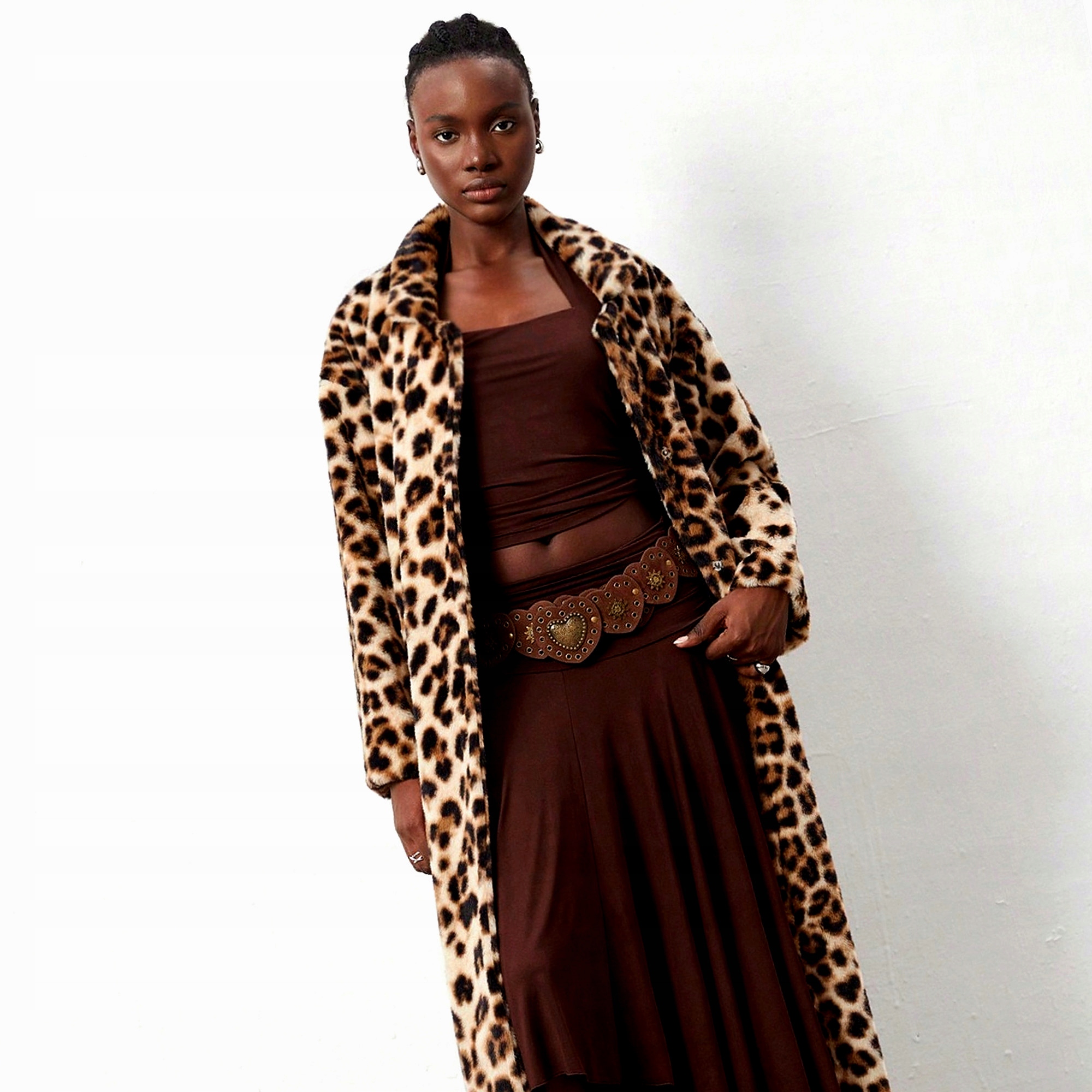 Kožíšek Dámský kabát s dlouhými puntíky Stylový Trendy pro každý den S 36