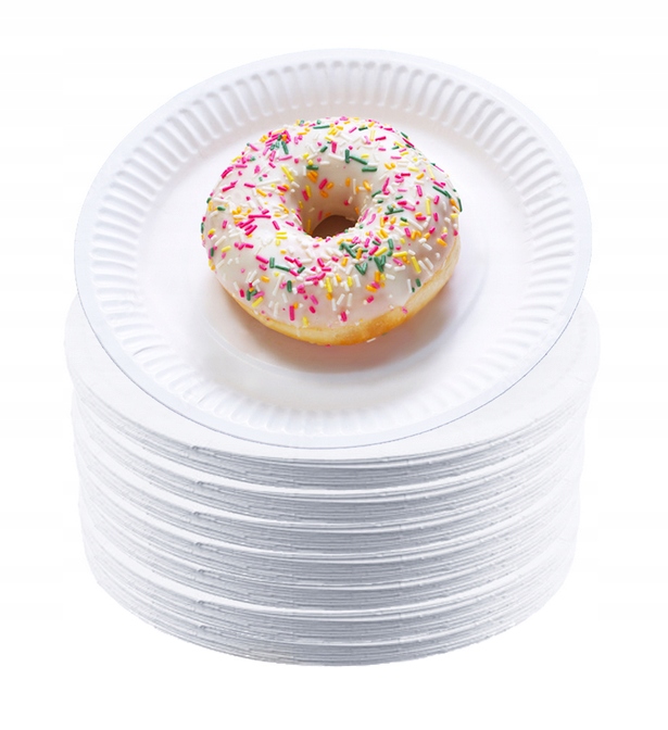 TALERZYKI PAPIEROWE JEDNORAZOWE BIAŁE 23cm 100szt