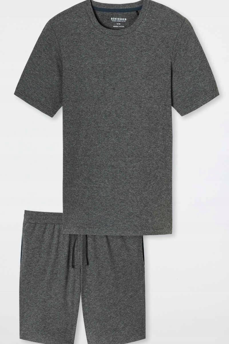 Pánské pyžamo Krátký rukáv 181918 Šedá Schiesser L Šedá