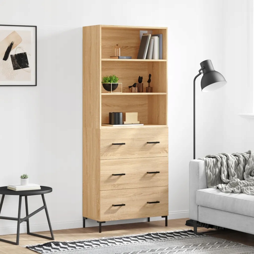 Skříň highboard dub sonoma 69,5 x 34 x 180 cm kompozitní dřevo Hnědá 318938