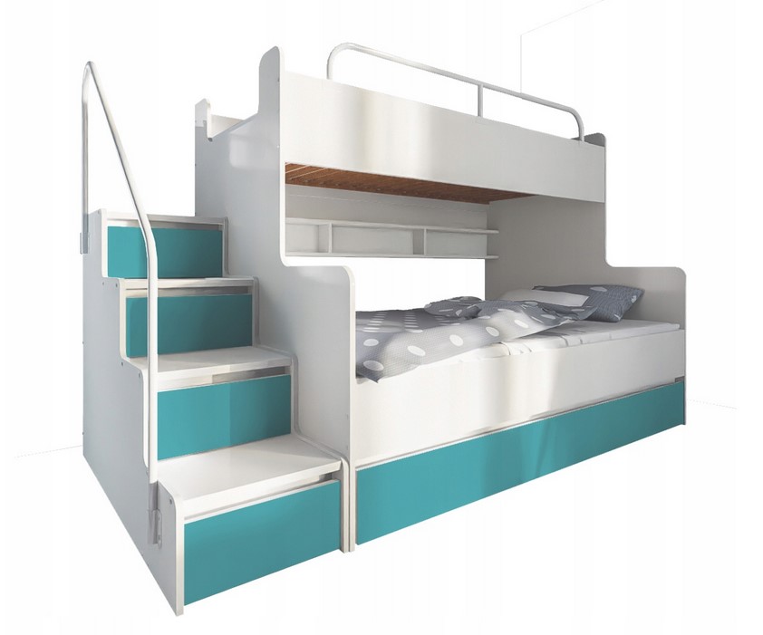 Łóżko piętrowe Kiki 3 turkus - mocna konstrukcja