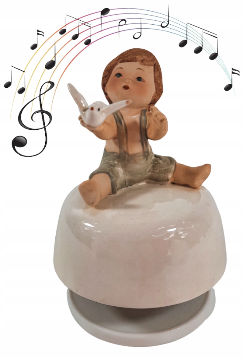 

Pozytywka figurka porcelanowa Chłopiec z gołąbkiem