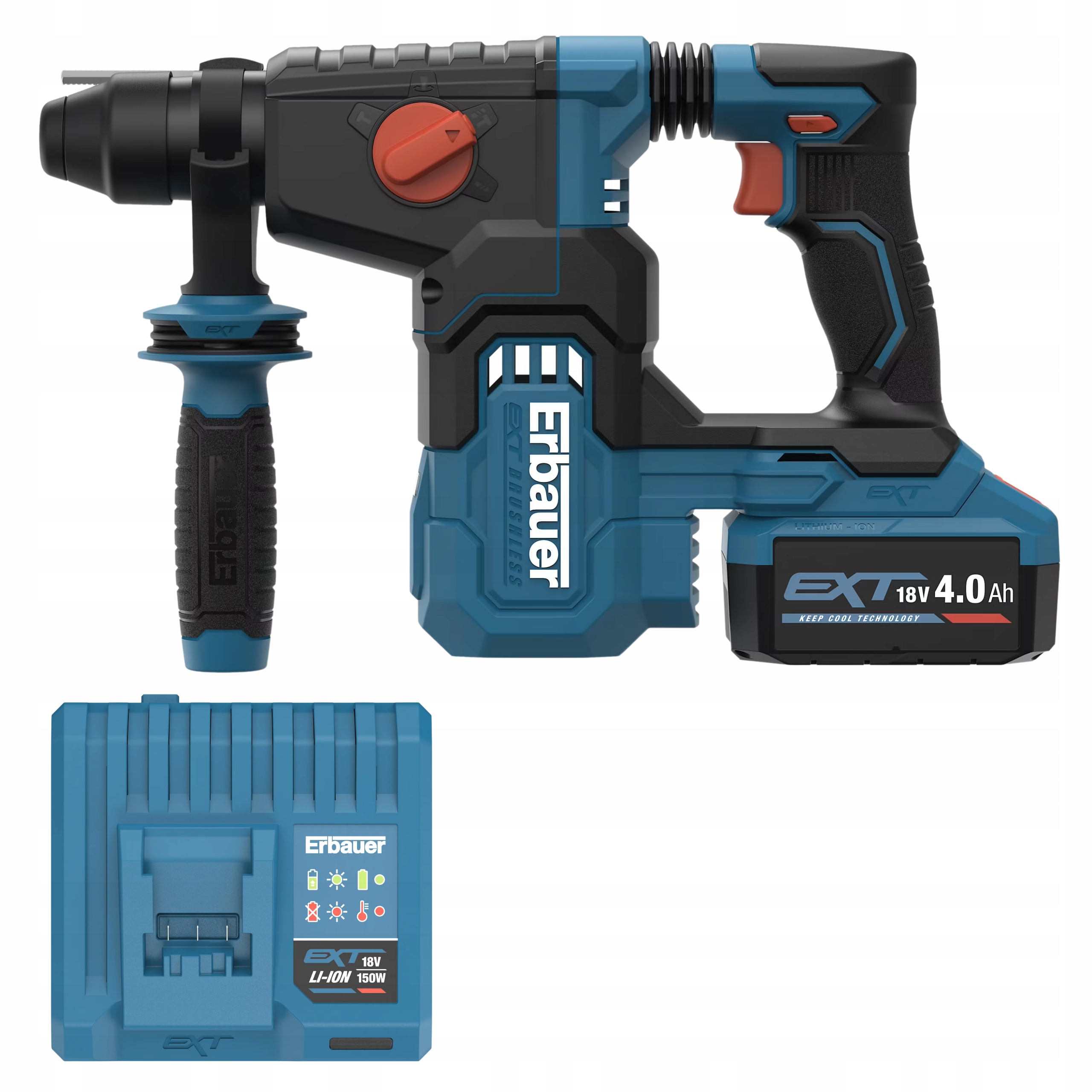 Młotowiertarka Młot udarowy Erbauer G2 ERI1078SDS Ext 18V Aku 4.0 Ładowarka