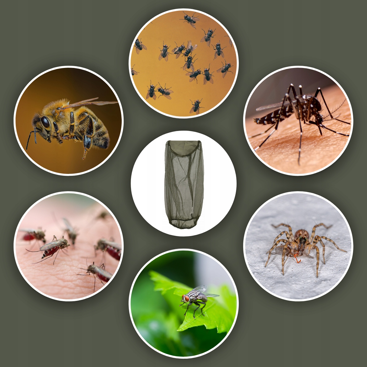 Moskitiera na kapelusz głowę wędkarski siatka na komary insekty owady Model SIATKA MASKUJĄCA OSŁONA NA BALKON WOJSKOWA MORO