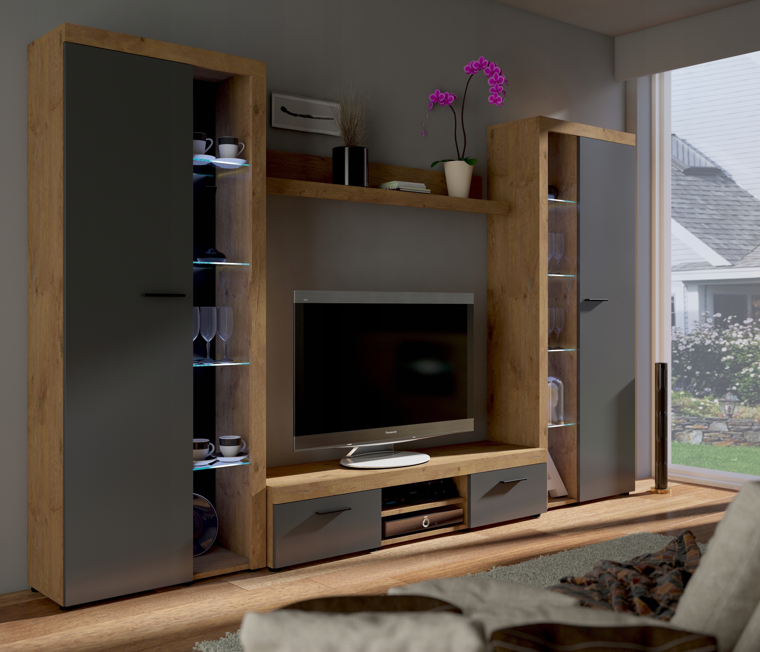 Meblościanka Rumba XL - 4 Kolory LED Gratis !!! Kolor mebla biały