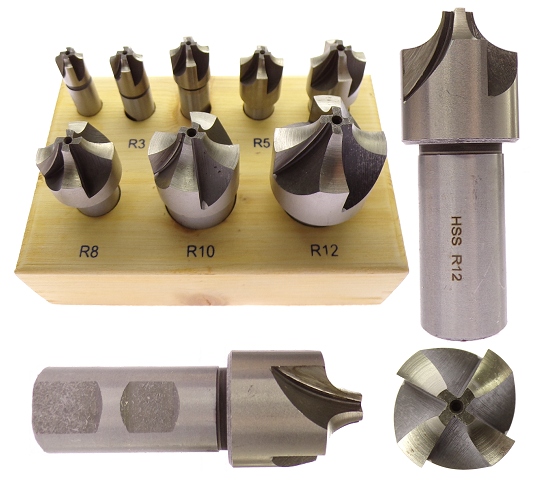 Frez Ćwiartkowy Promieniowy Wklęsły R2 R3 R4 R5 R6 R8 R10 R12 Zestaw 8szt