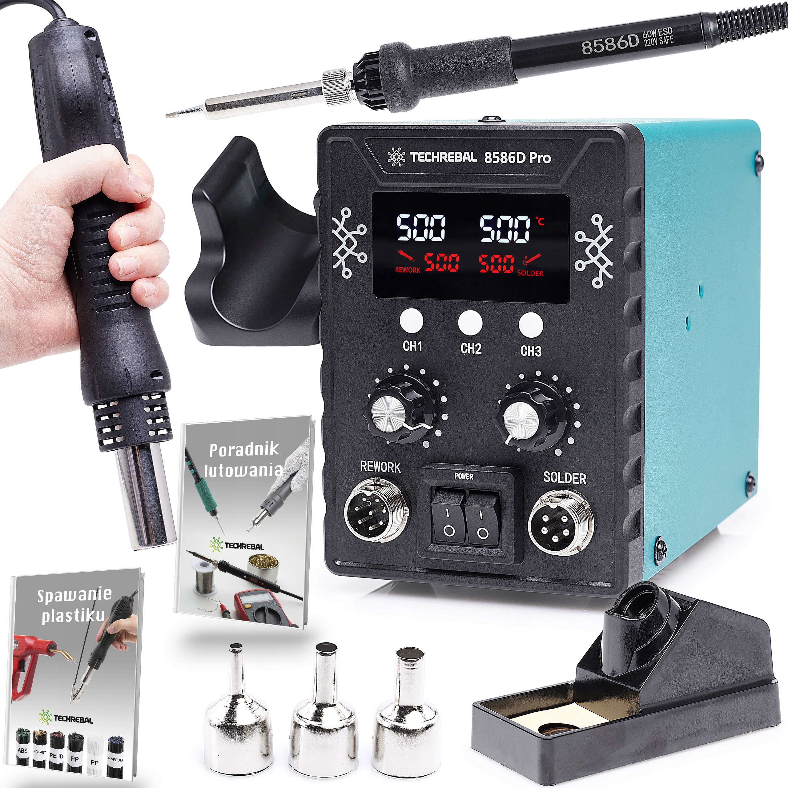 Pájecí Stanice 2v1 hot air páječka Techrebal 8586D Pro 760W