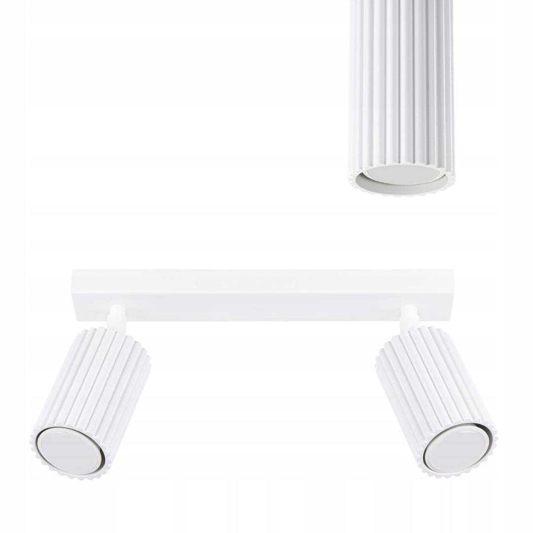 Plafon biały regulowana Karbon 2xGU10 listwa lampa sufitowa ryflowana