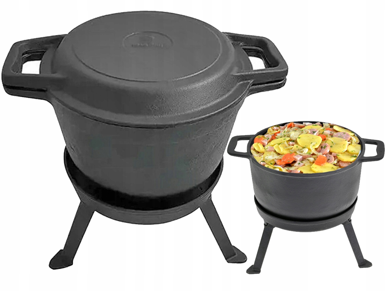 Kociołek Żeliwny 8 L Garnek Myśliwski Węgierski na Pieczonki Ognisko Grill