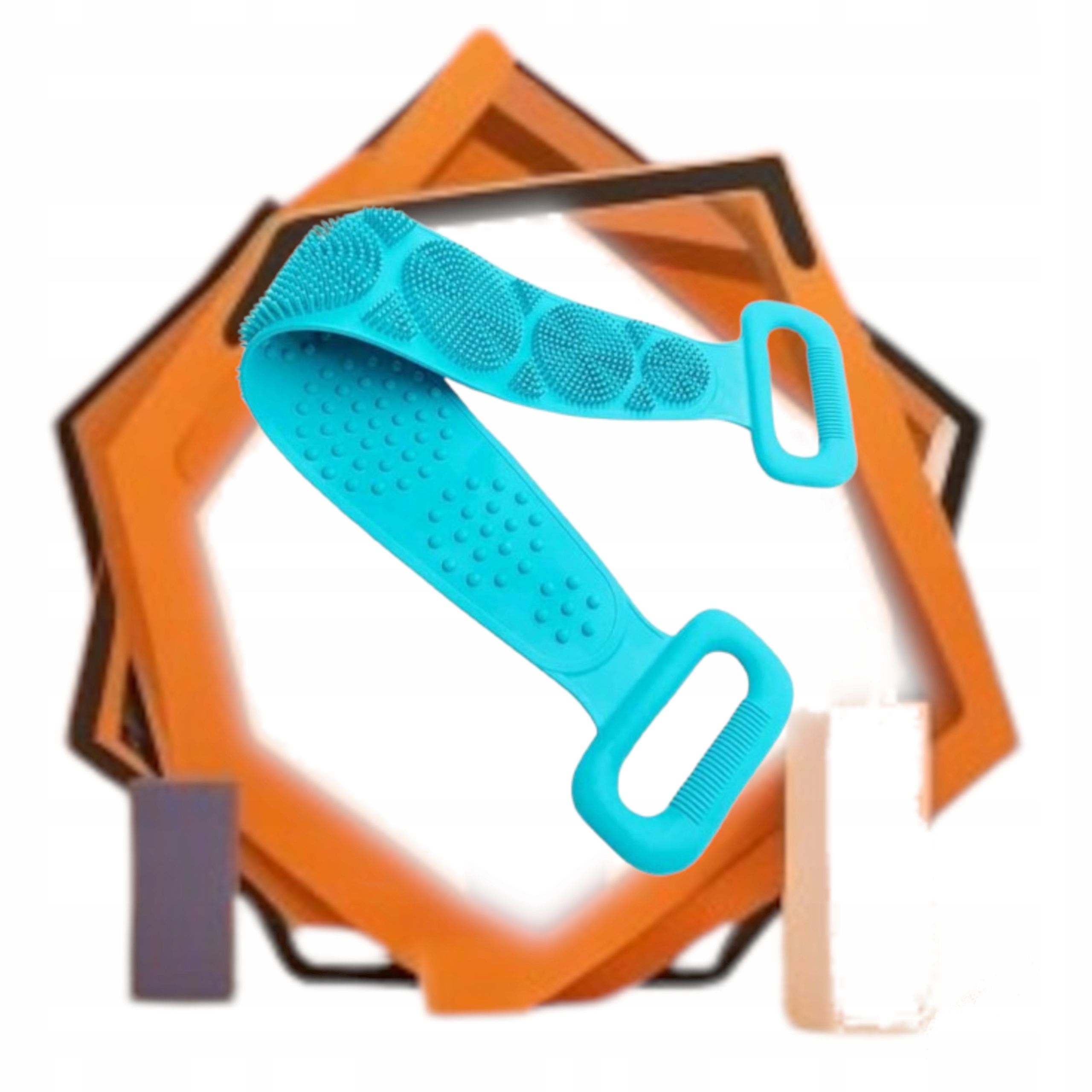 PAS DO MYCIA PLECÓW CIAŁA MASAŻER SILIKONOWY SZCZOTKA DWUSTRONNA niebieski Materiał rękojeści tworzywo sztuczne