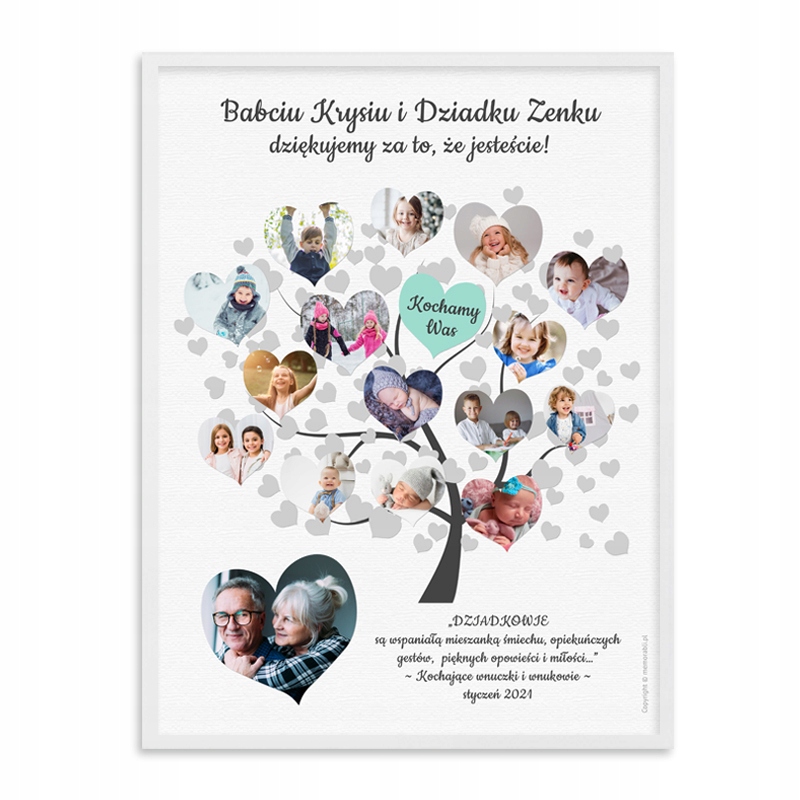 Prezent Dzień BABCI DZIADKA plakat + ramka 50x70 Szerokość produktu 50 cm