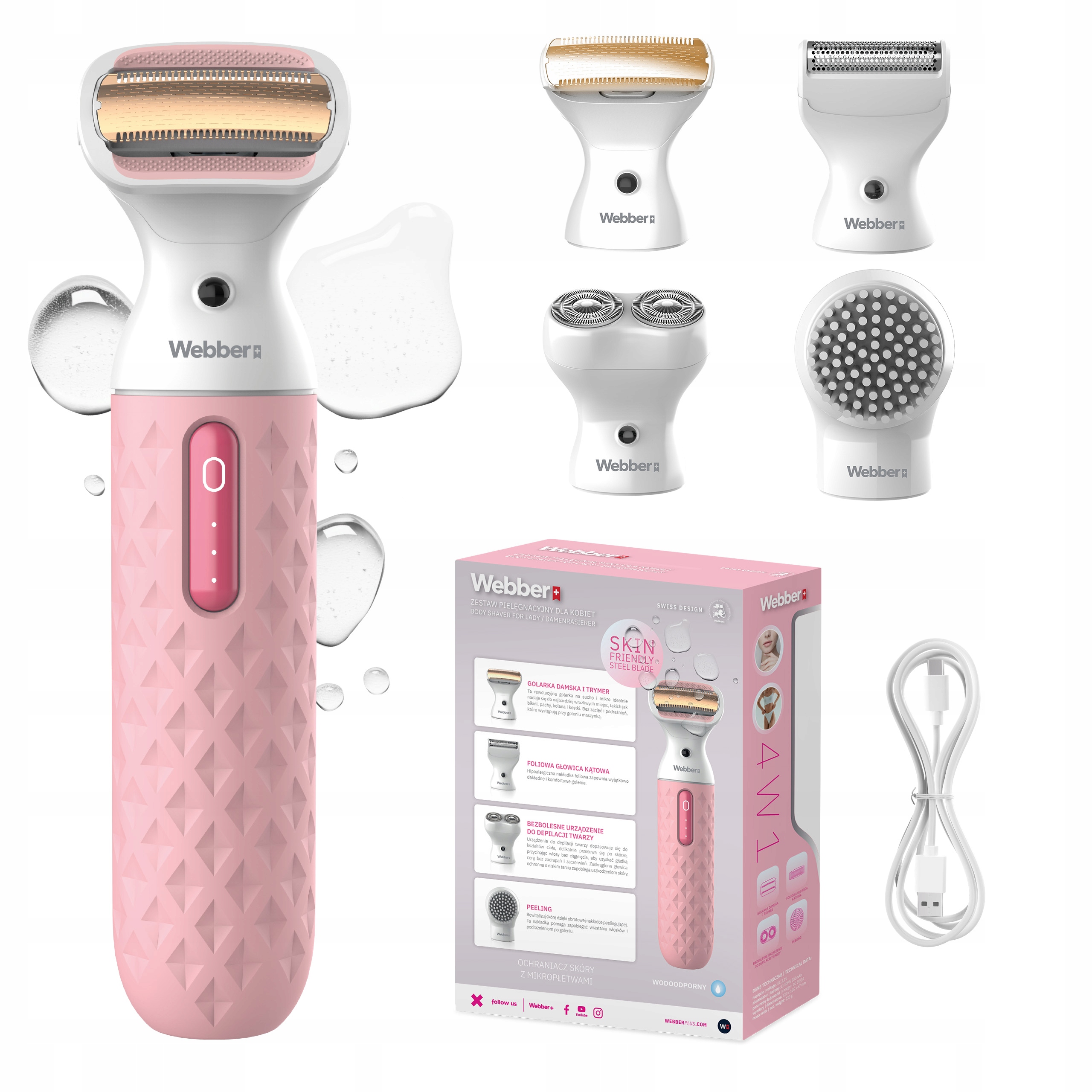 Golarka Damska Webber LG400 Trymer Depilator Wet&Dry Do Ciała Twarzy 4w1