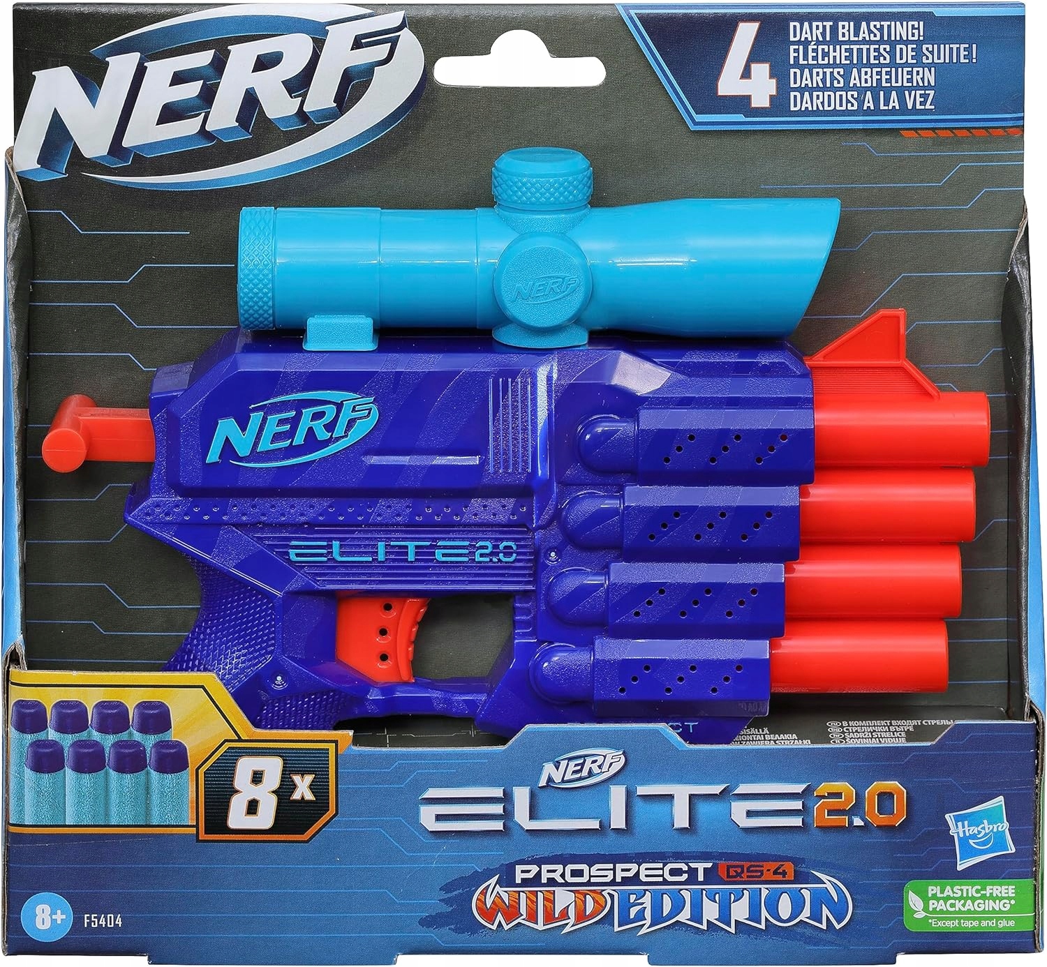 PISTOLET NERF ELITE 2.0 PROSPECT QS-4 WILD EDITION F5404 + 30 STRZAŁEK Materiał plastik