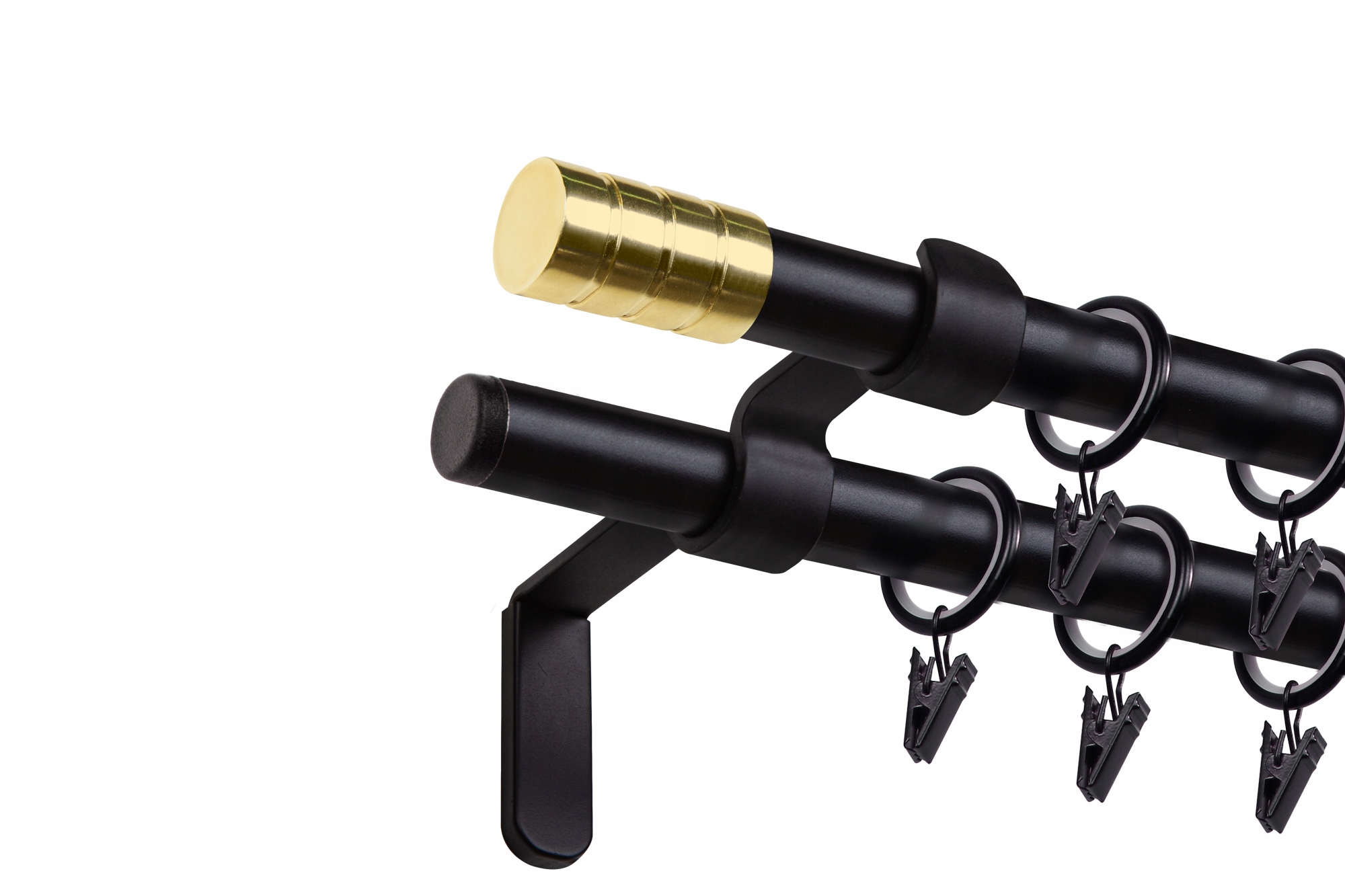 

Karnisz Alto 200cm podwójny 19/19mm czarno-złoty