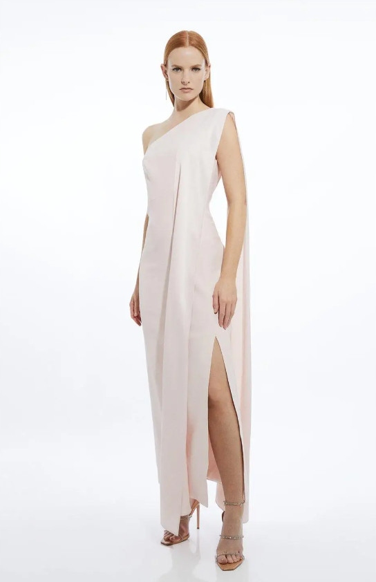 Šedé Elegantní Šaty Na Jedno Rameno S Pláštěm Karen Millen Xxs