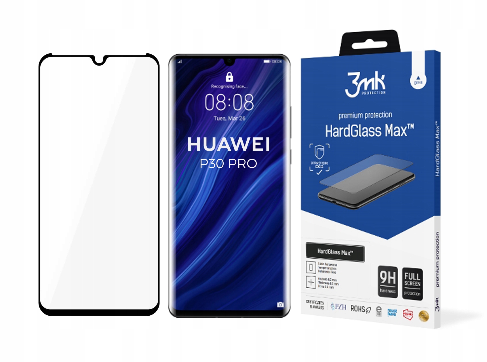 3mk Sklo HardGlass Max pre Huawei P30 Pro čierne