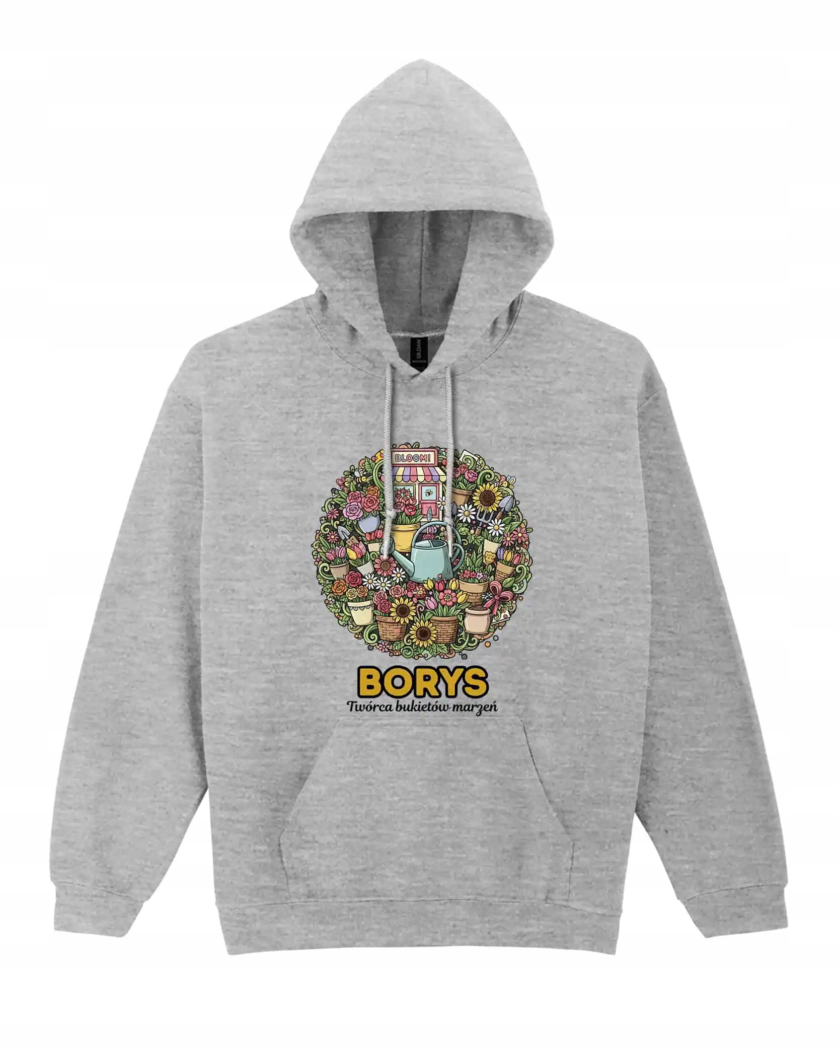 Mikina s kapucí Květinářství Personalizovaná Ilustrační Šedá XL