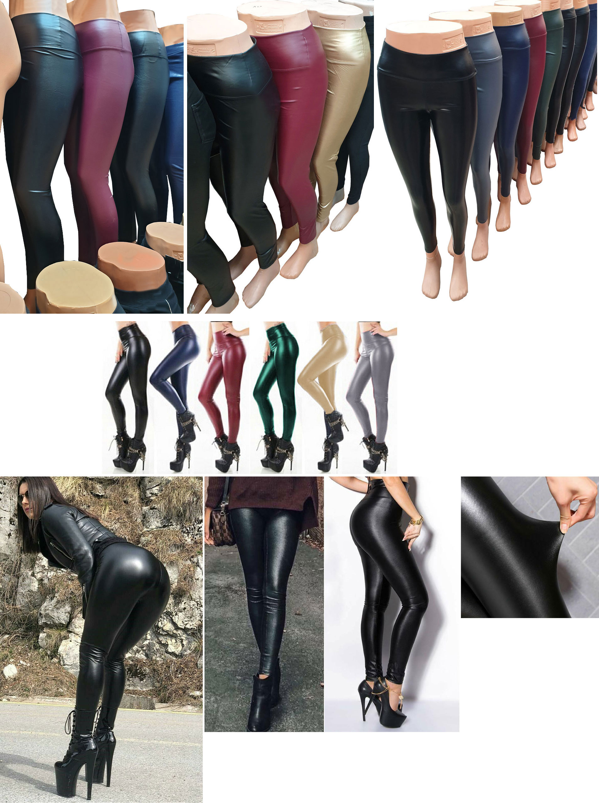 LEGINSY LATEX GETRY SKÓRZANE SPODNIE RURKI LATEKS Wzór dominujący bez wzoru