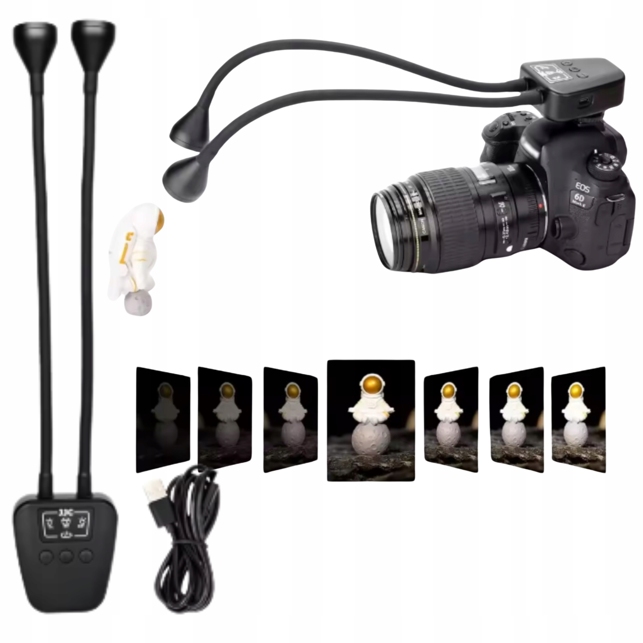 Led lampa pro makrofotografii fotoaparátu, regulace jasu na výložníku