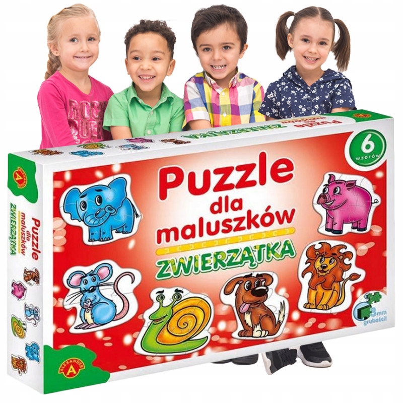 Puzzle dla 3 Latka Zwierzątka Układanka Kolorowa