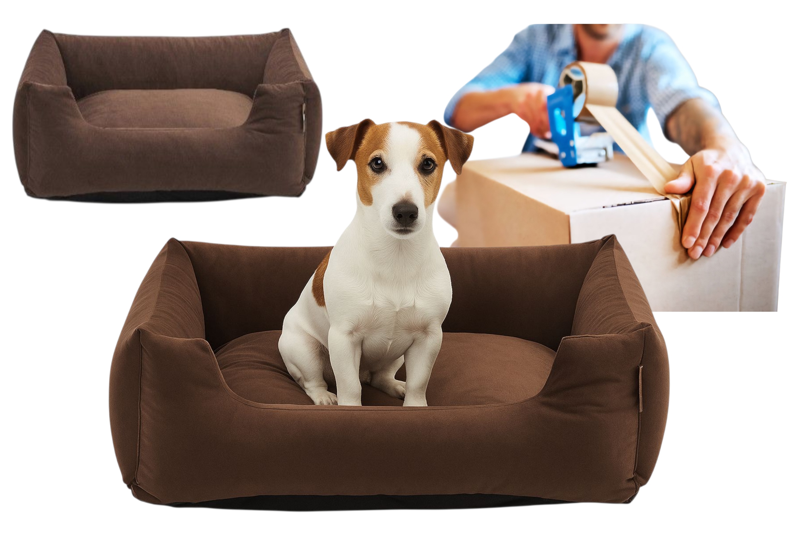 Pelíšek pro psa 70x55 M, pohodlná matrace, pohovka s polštářem, pohovka Bianka Hnědá