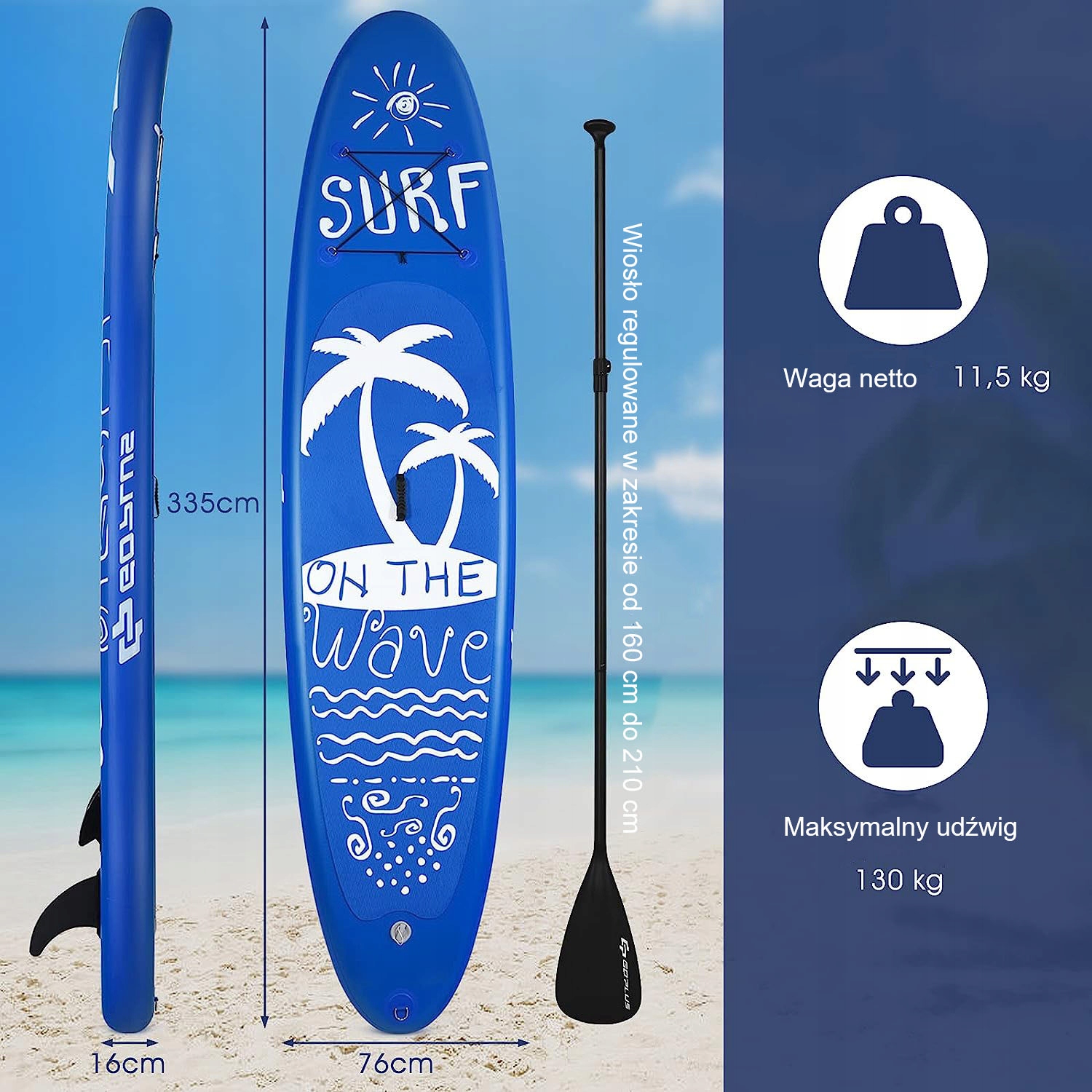 Nadmuchiwana deska SUP 297x76x15cm 130kg Model Nadmuchiwana deska SUP