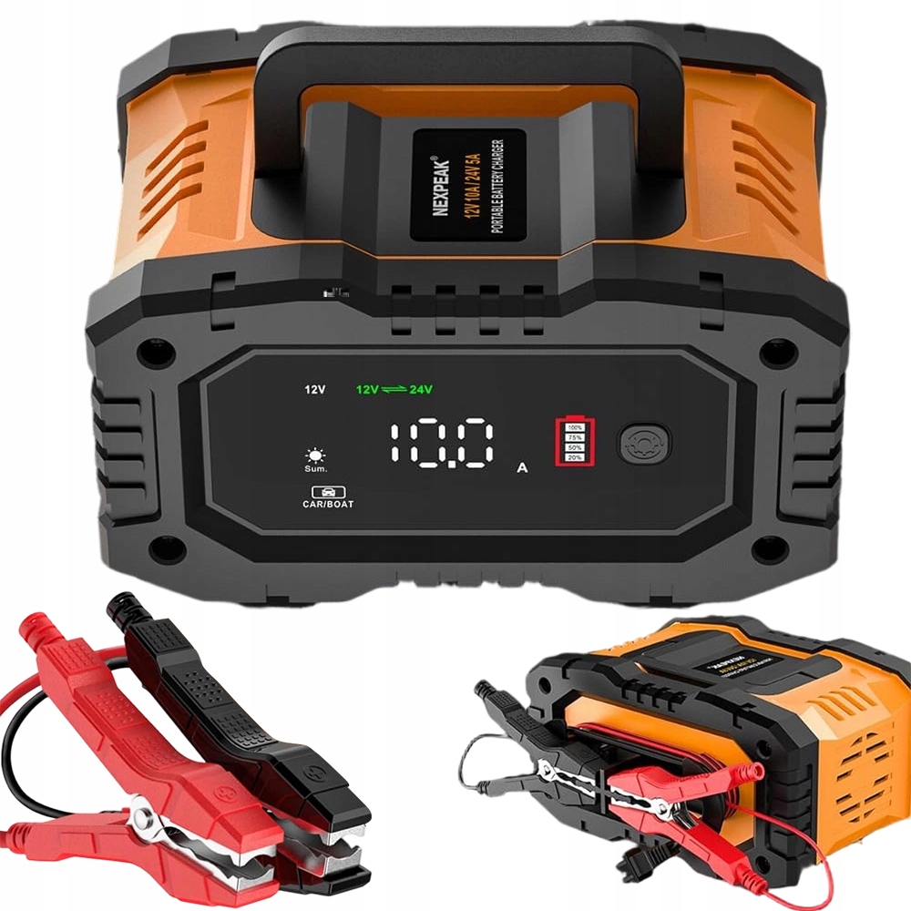 Nabíječka Akumulátorů 12V 24V 10A LCD Pro Automobil Motocyklu