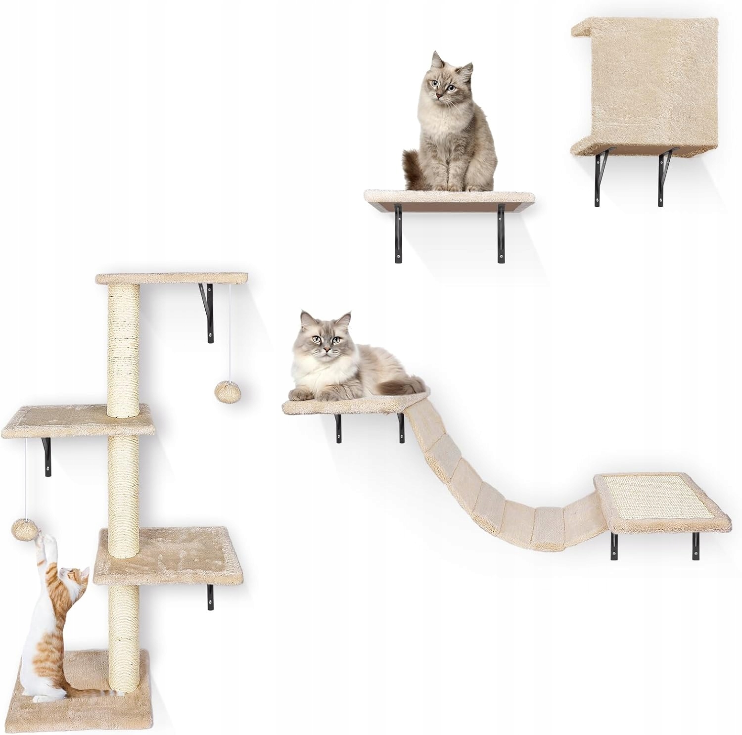 Levně Sada Lezecká stěna-škrabadlo pro kočky sada nábytku pro kočky nástěnná