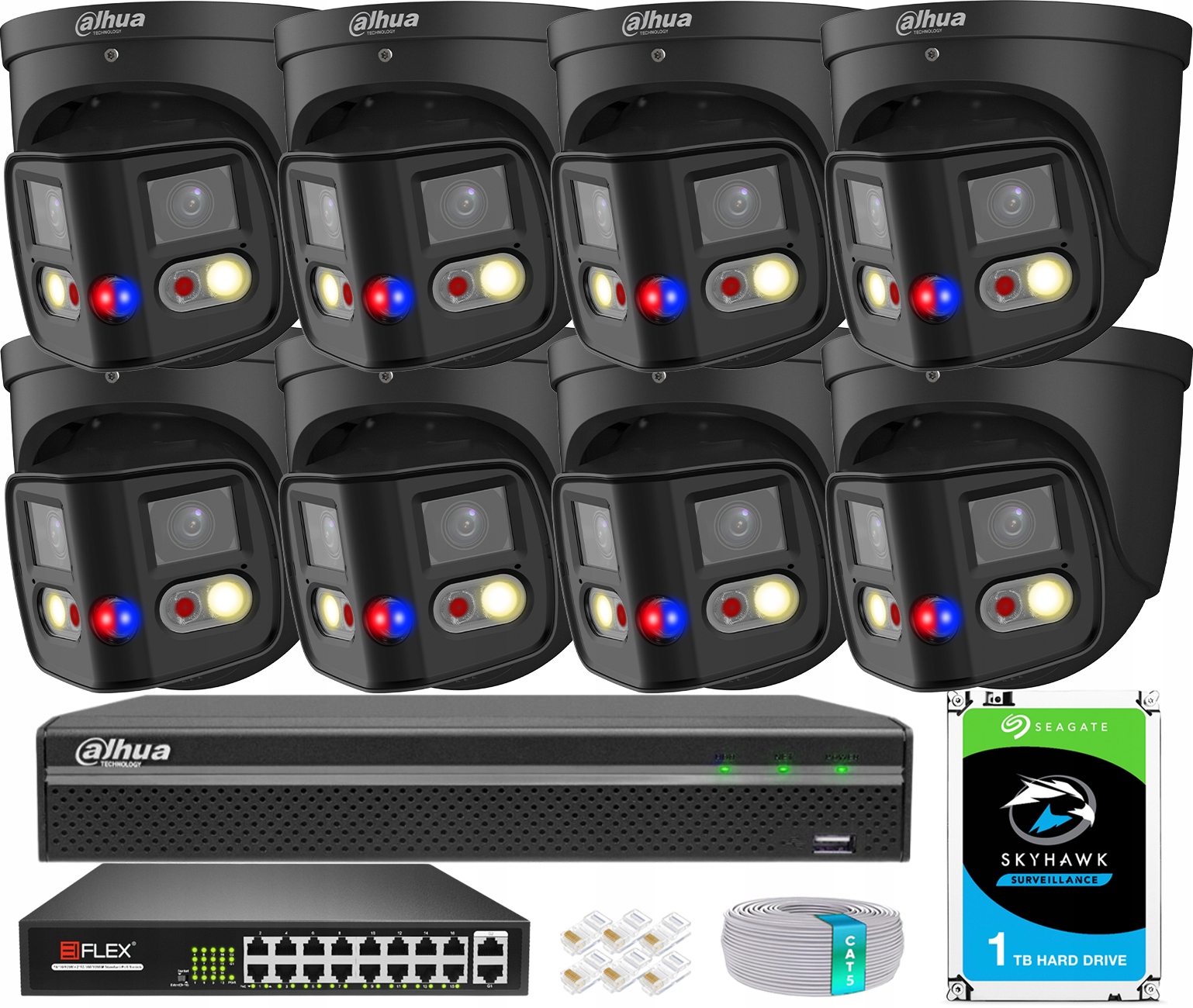Sada na monitorovanie 8Mpx TiOC 8 Ip kamier Dahua Smart Dual Light Deň/Noc