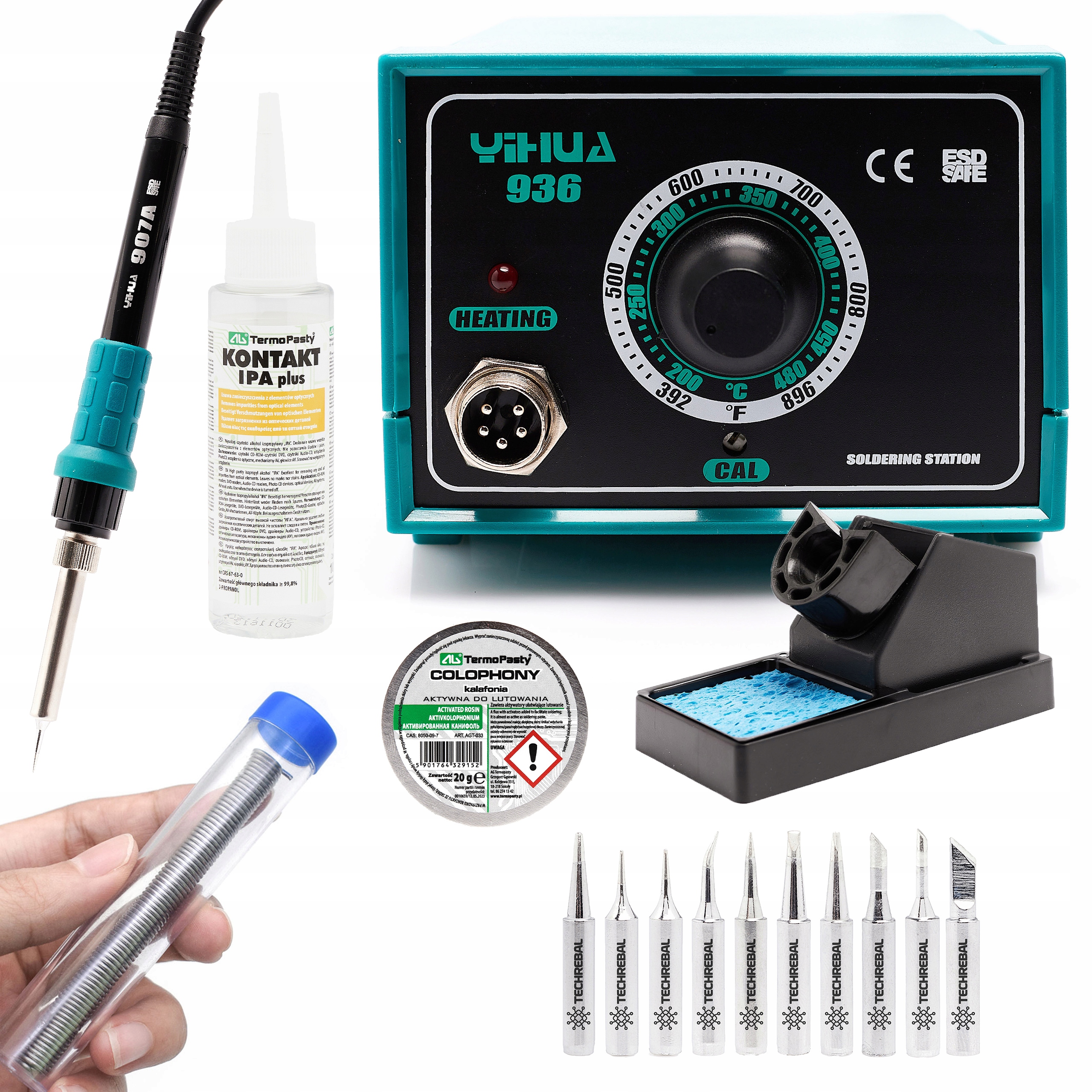 Pájecí Stanice Yihua 936 Set 10x Hroty 900M Cín Pasta Ipa Esd Servis
