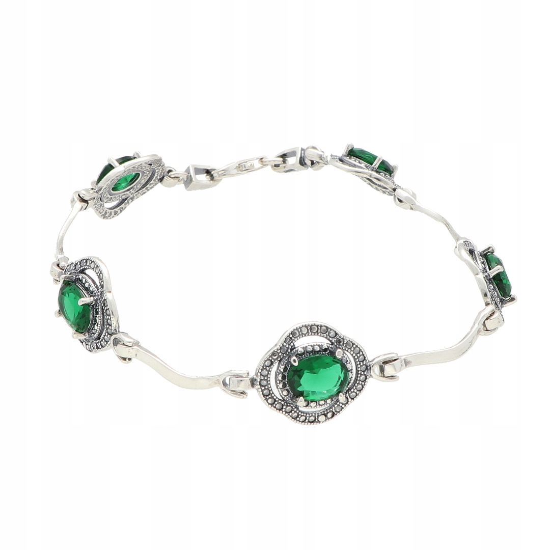 Náramek se zeleným zirkonem stříbro