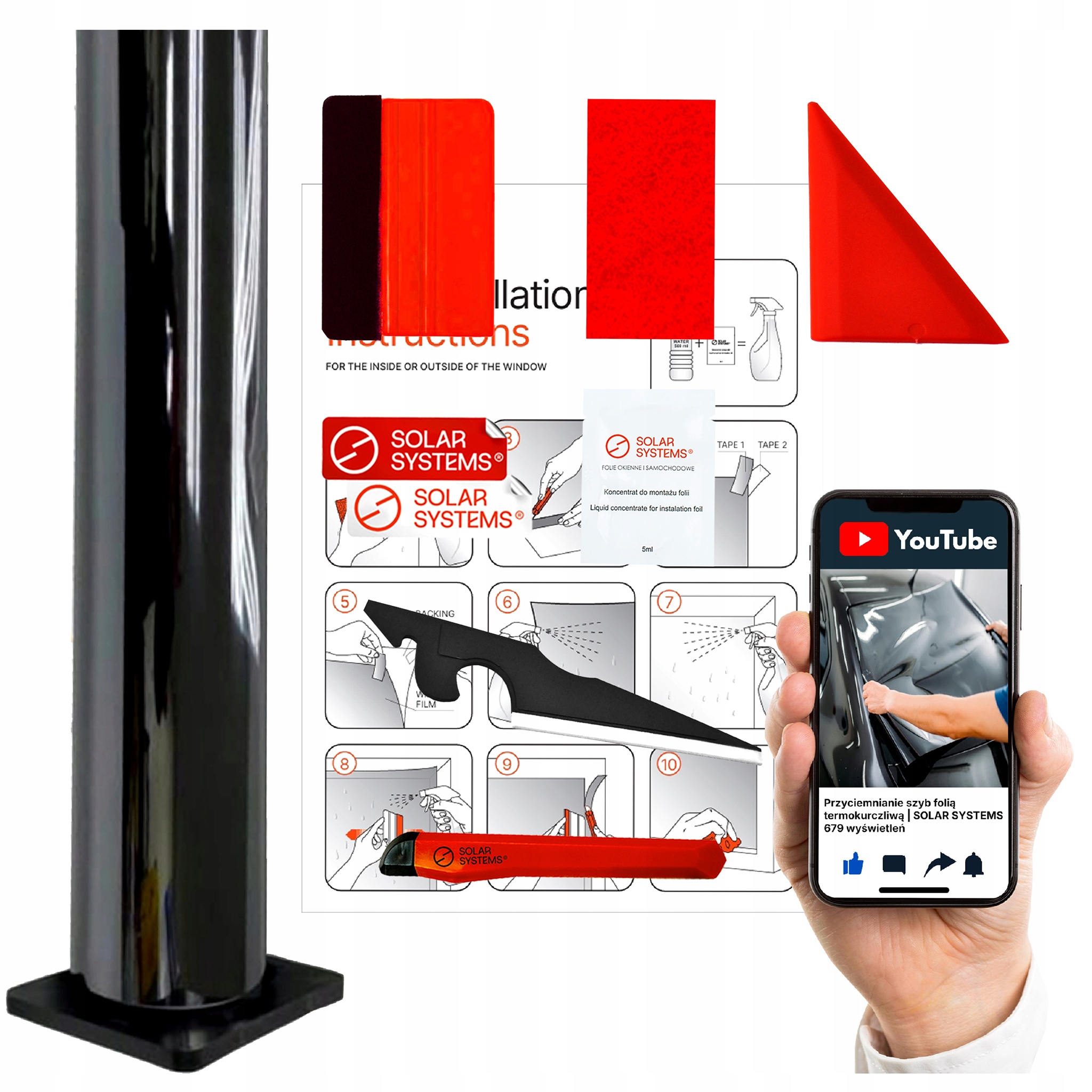 Fólie na zatemňování skel Black 95% 100x3M smršťovací Solar Systems