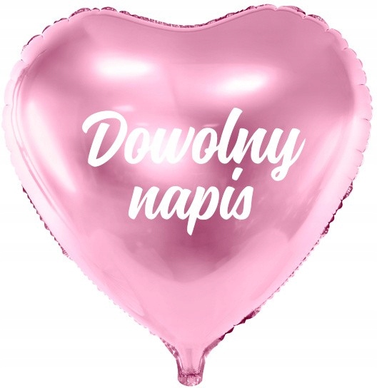 Balon serce Dowolny napis różowy 61 cm