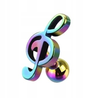 

Kolczyk do ucha Klucz wiolinowy 1,2/6 tęczowy