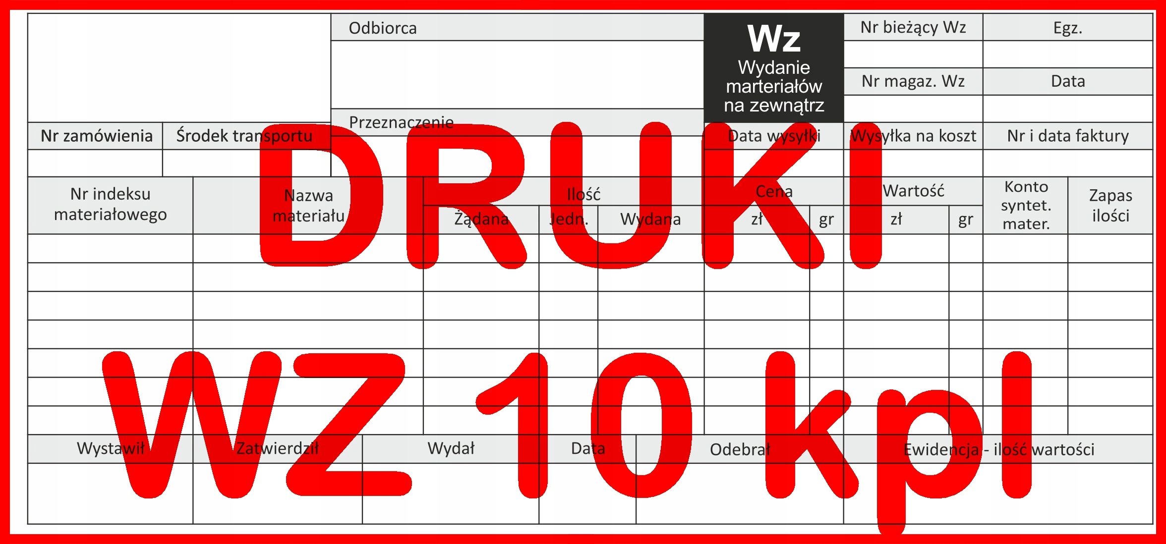 

Druk Wz Wydanie Na Zewnątrz 1/3 A4 10 Bloków