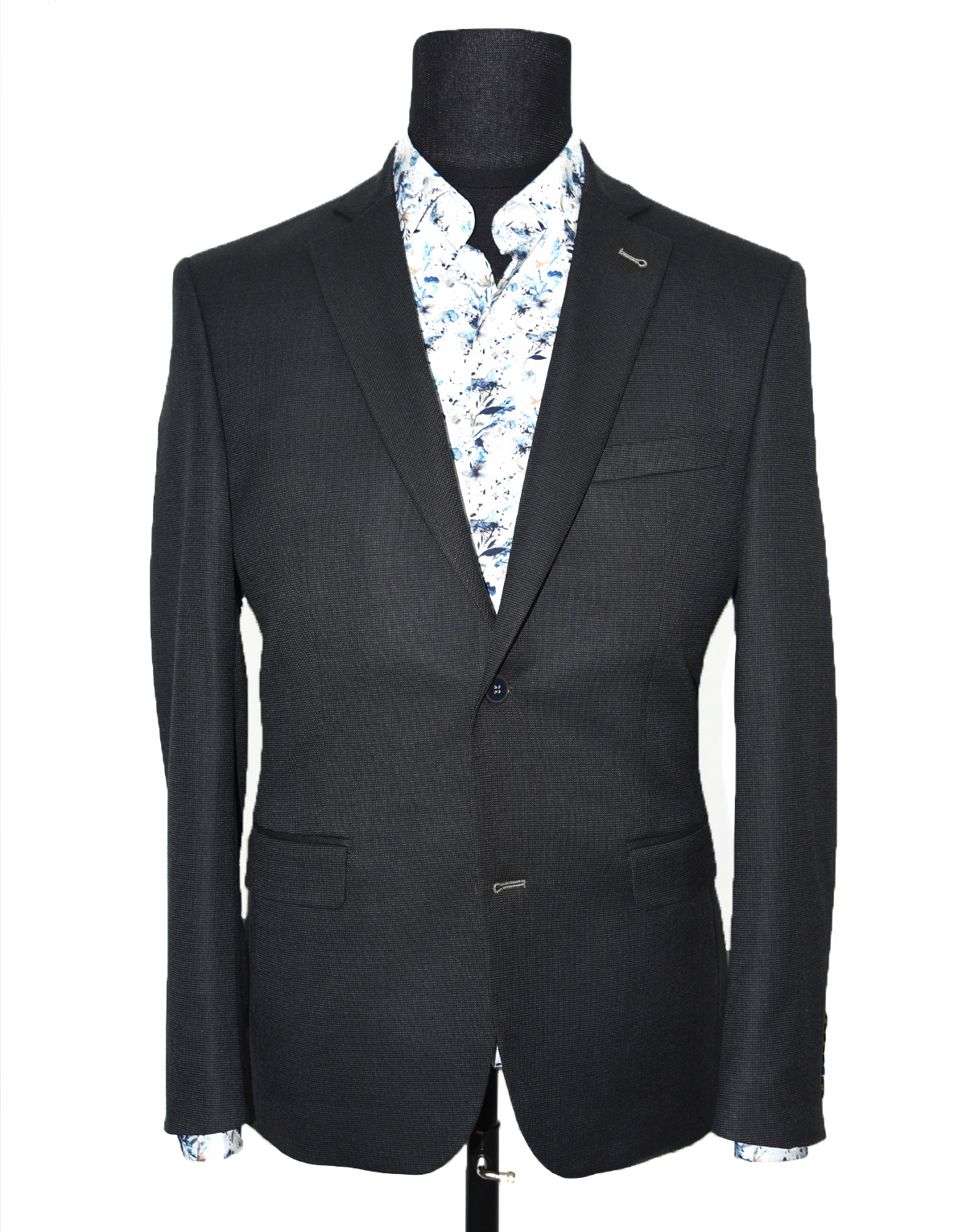 Pánská černá grafitová strukturovaná sako 176/100