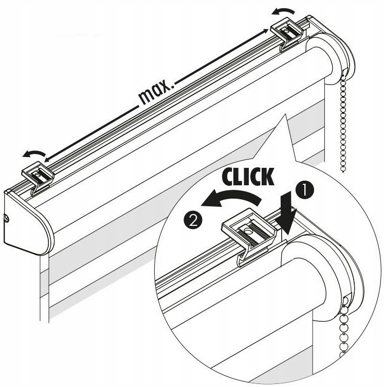 Roleta złożona dzień noc biała 83 x 140 cm Długość 140 cm