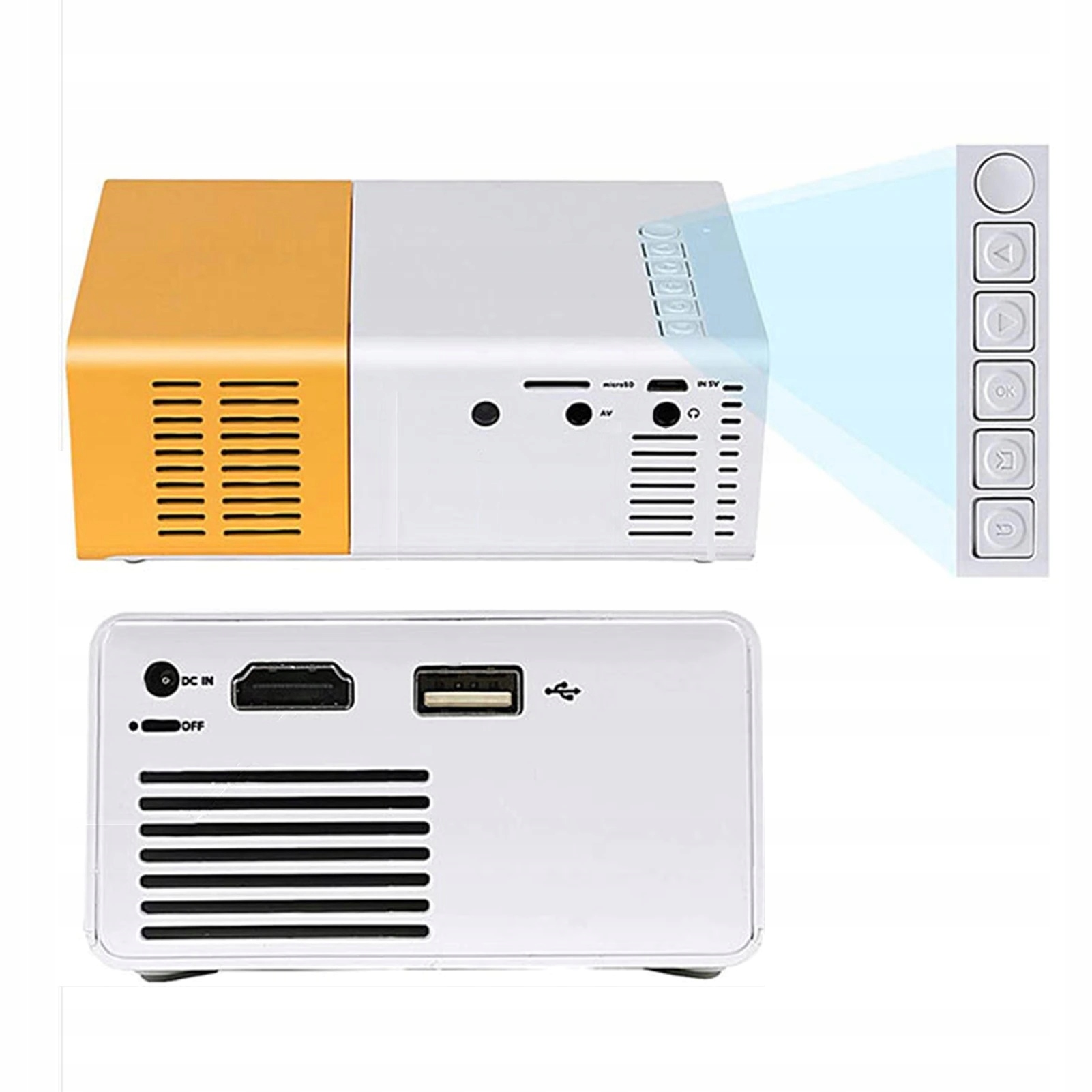 PRZENOŚNY RZUTNIK MINI PROJEKTOR LED FULL HD USB Głośność pracy 1 dB