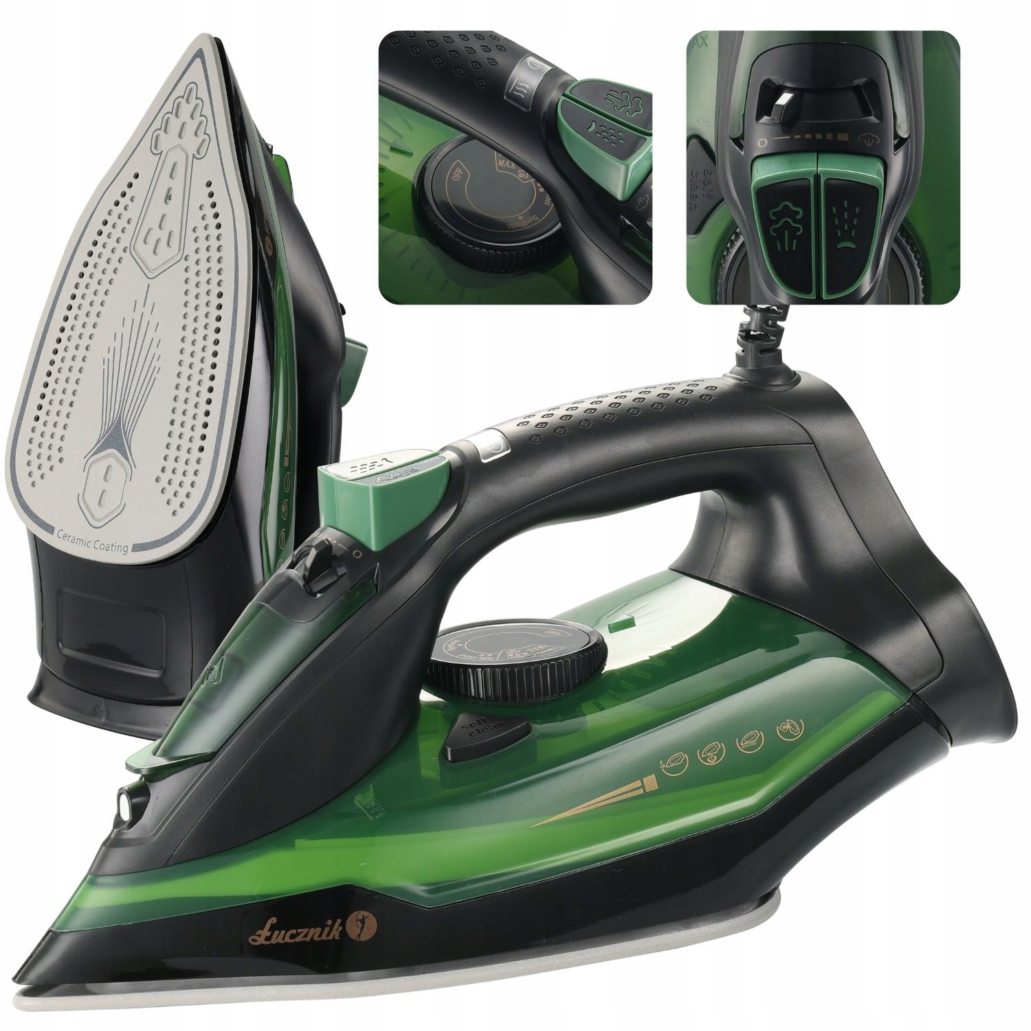 Żelazko parowe mocne 2800W strażak ceramiczne prasowanie w pionie Anti-Calc