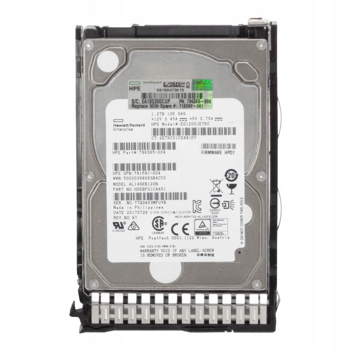 Hp 796365-004 1.2TB 10K 128MB SAS-3 2.5'' EG1200JETKC