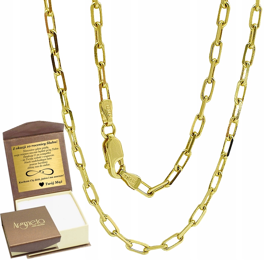 Łańcuszek Złoty Męski Ankier Pełny Diamentowany 2,60mm pr 585 Grawer
