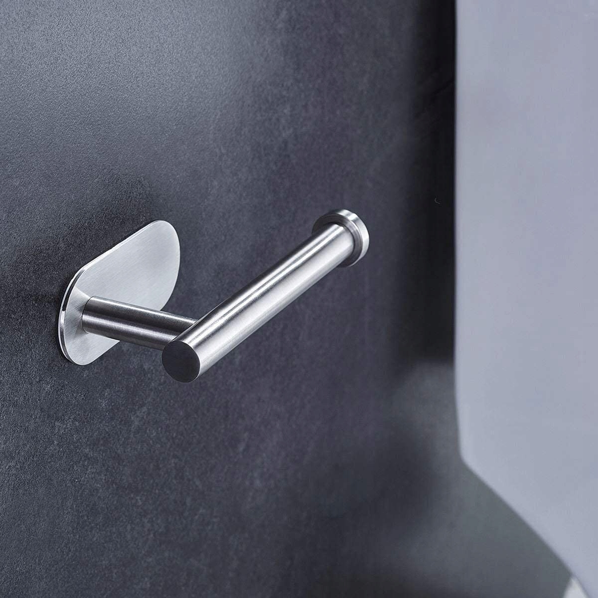 UCHWYT NA PAPIER TOALETOWY PRZYKLEJANY KLEJ STALOWY SREBRNY BEZ WIERCENIA Wysokość produktu 4.5 cm