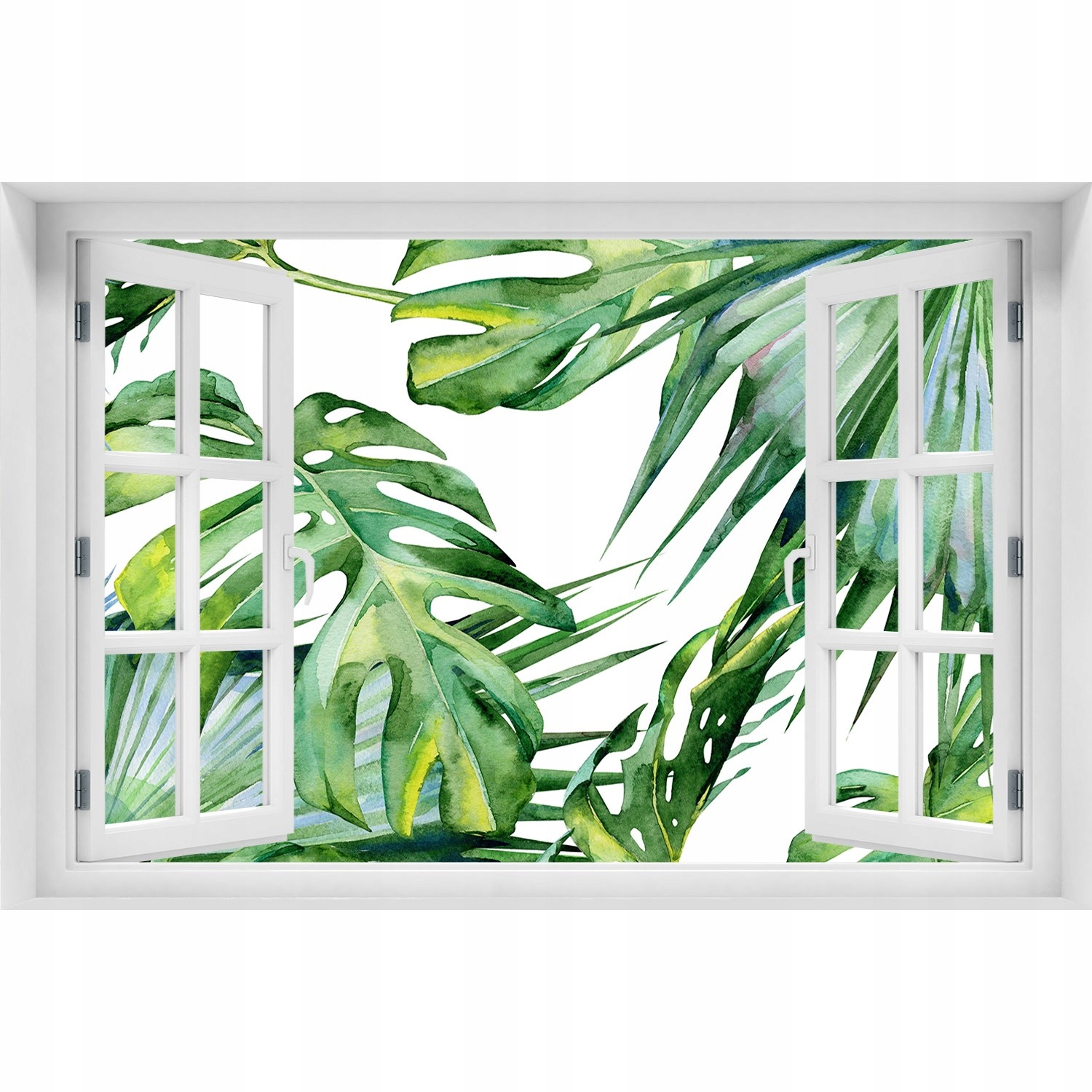 

3D Naklejka Samoprzylepna Okno Tropikalne liście