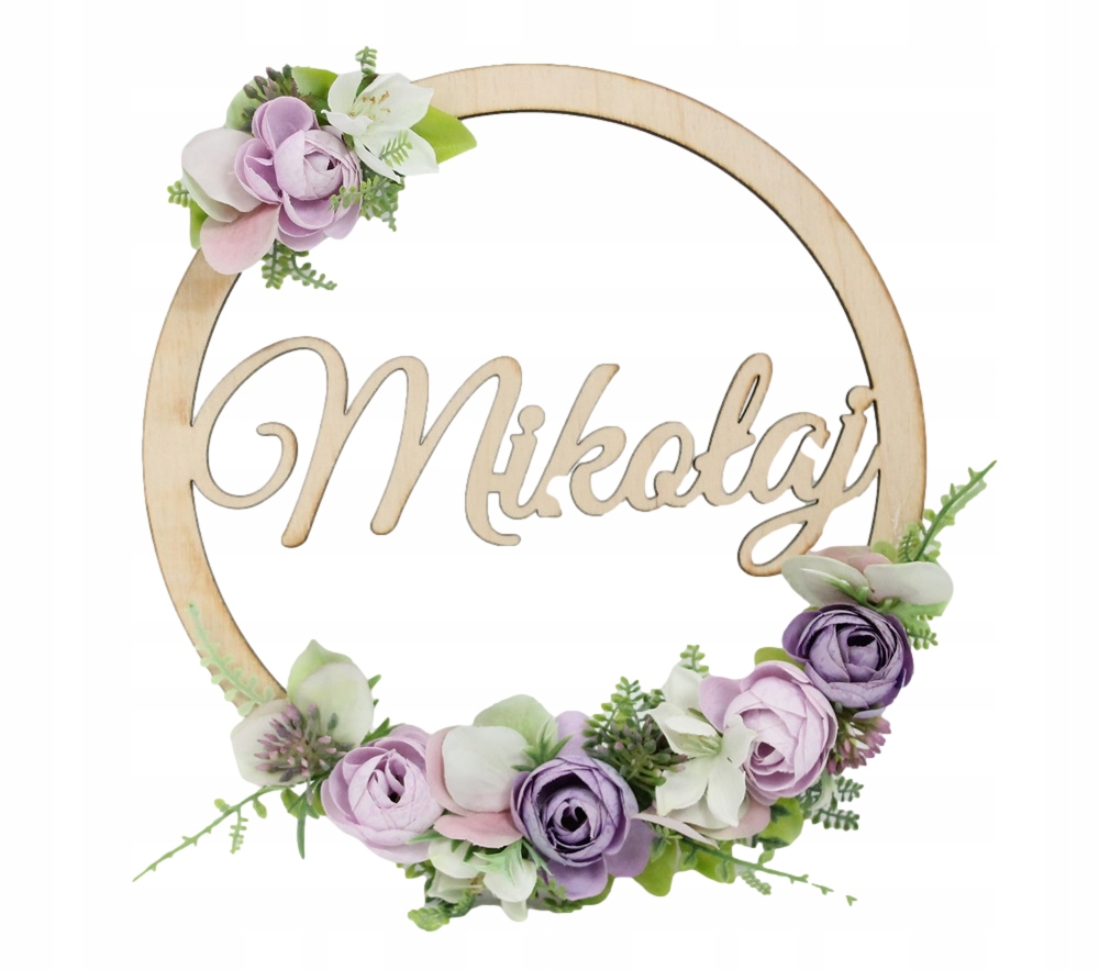 

Obręcz z imieniem dziecko kwiaty prezent ślub Styl