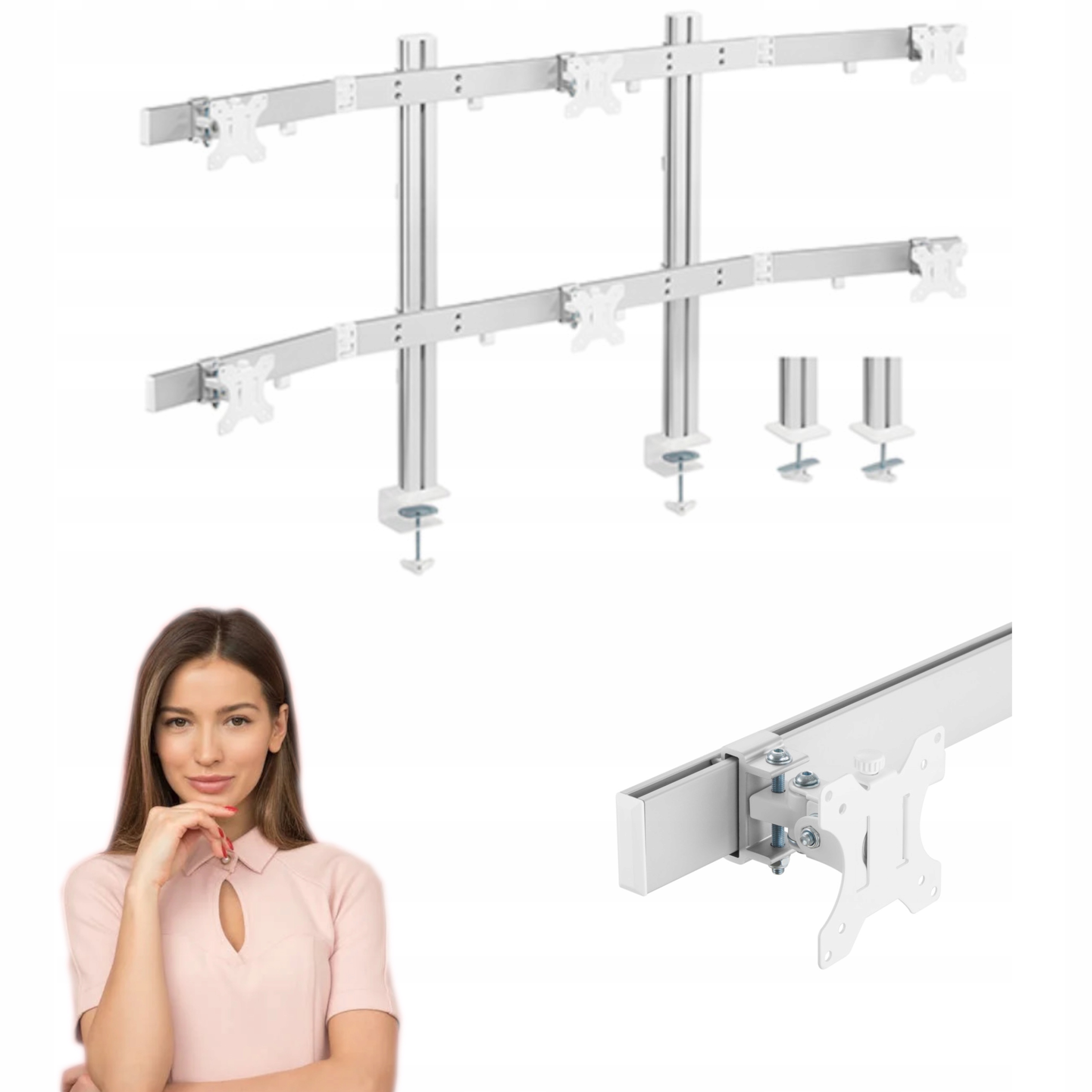 Stojak Na 6 Monitorów Do Biurka 17-32 Cale Regulowany Standard Vesa