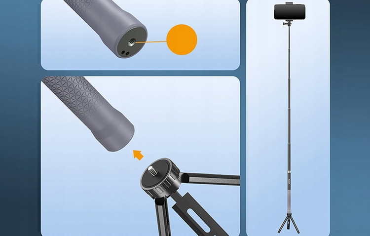 Telesin Selfie-stick z włókna węglowego 1,2m Kolor czarny