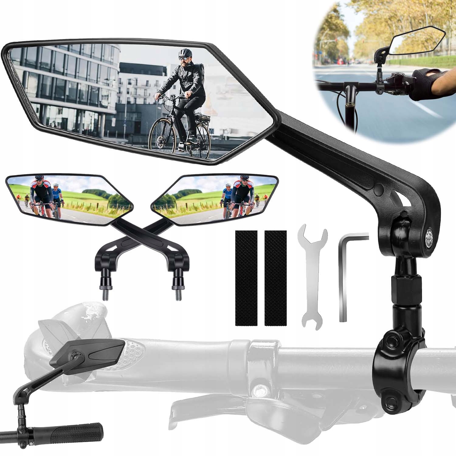 Lusterko Rowerowe Wsteczne Zestaw Lusterka Do Roweru 2 Sztuki 20-22 MM
