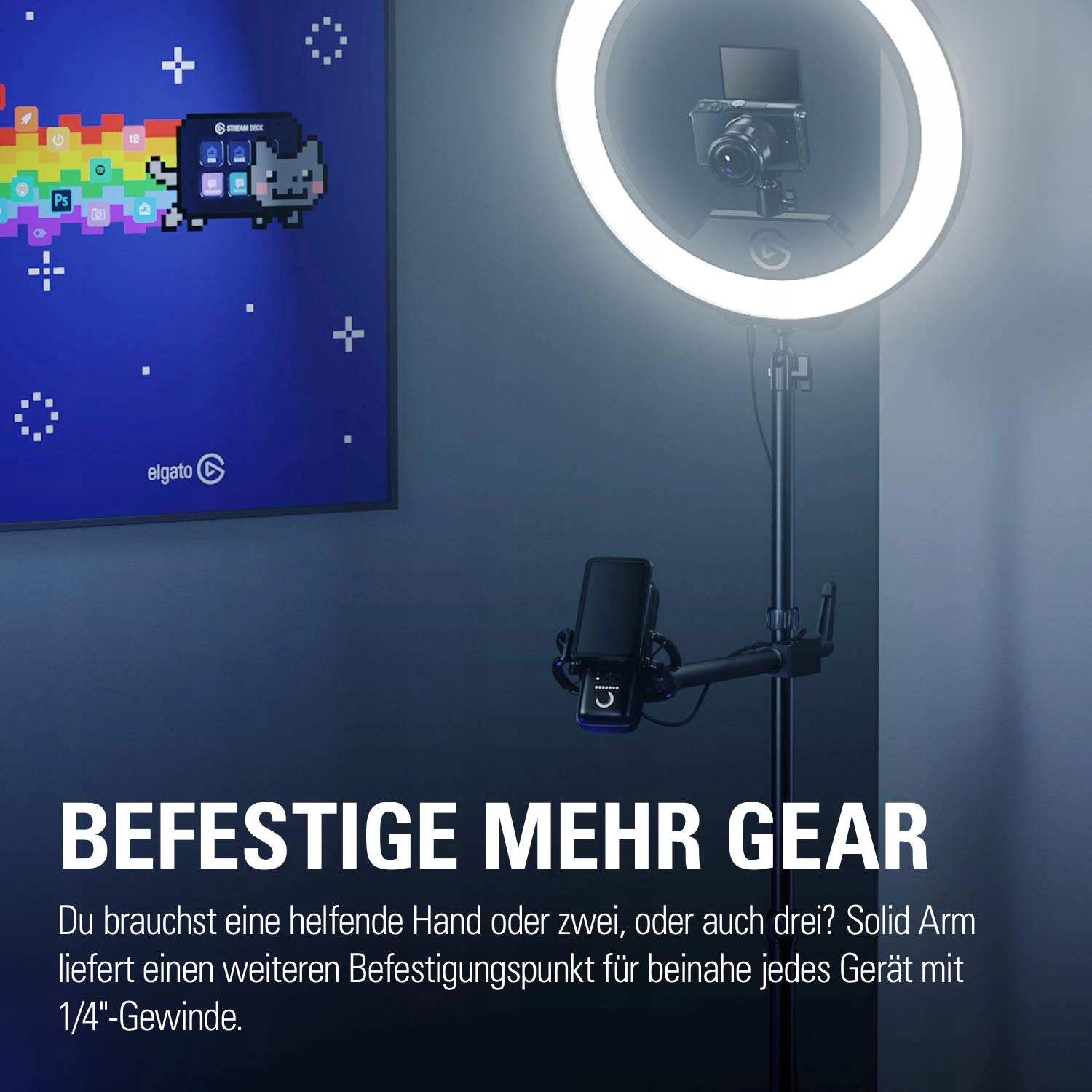 ELGATO Solid Arm Uchwyt Do Oświetlenia Kamer Mikrofonów Streaming Studio — miniatura 7